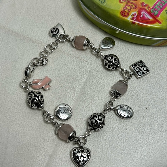 Brighton Power of Pink 2007 Charm Bracelet Silver Plated 9" & Small Tin - Picture 5 of 10